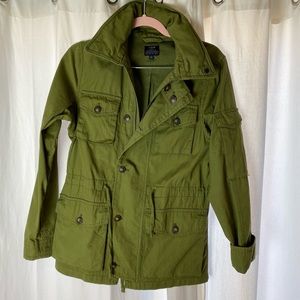 J. Crew Moss Green Field Mechanic Utility Military Jacket Hood Mens Size XSmall